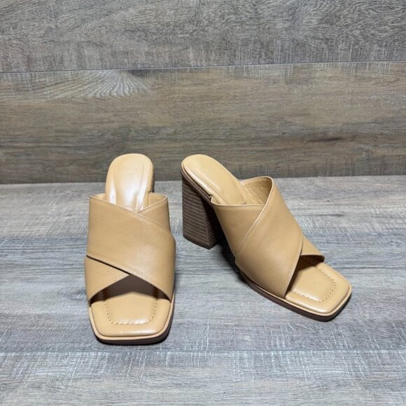 Marc Fisher LTD Barli Tan Leather Slide Heel Shoes Women's Size 7.5 - Picture 5 of 6